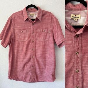 Woolrich Shirt Men's Large Light Red Button Up‎ 100% Cotton Preppy Office Casual
